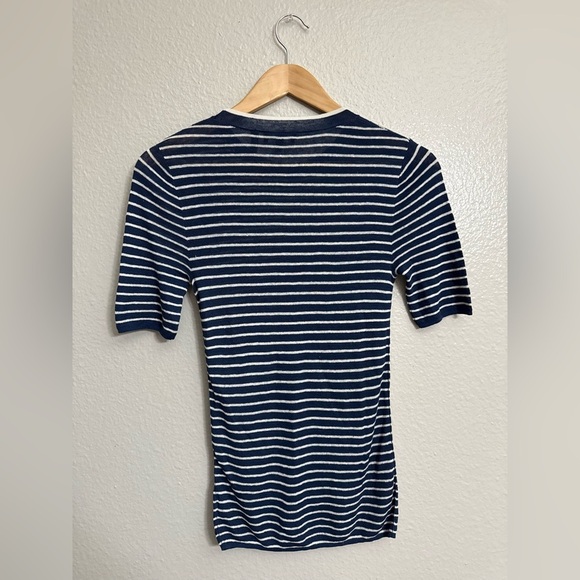 Theory Linen Stripe Tee - Picture 7 of 8